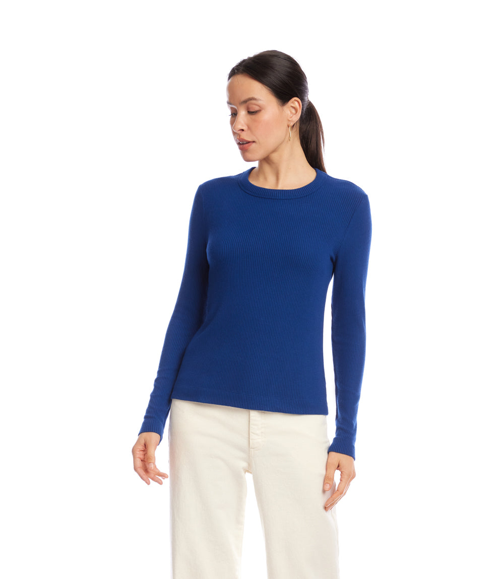 Long Sleeve Ribbed Crewneck Top