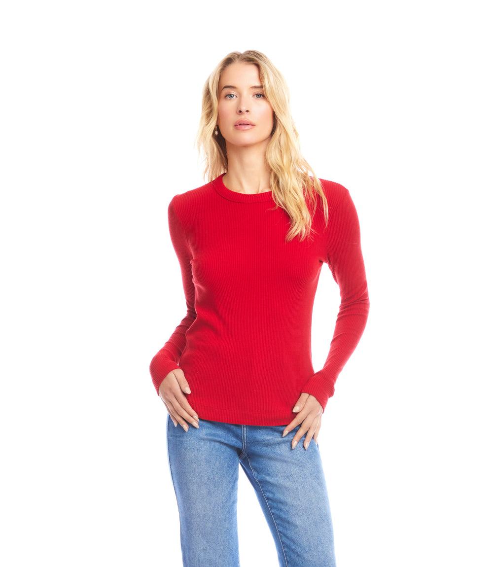 Long Sleeve Ribbed Crewneck Top