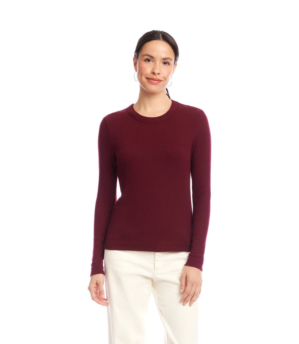Long Sleeve Ribbed Crewneck Top
