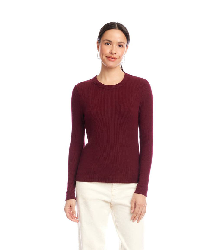 Long Sleeve Ribbed Crewneck Top