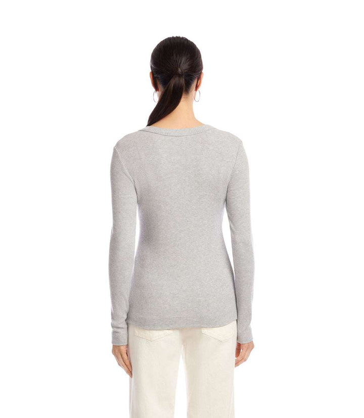 Long Sleeve Ribbed V-Neck Top