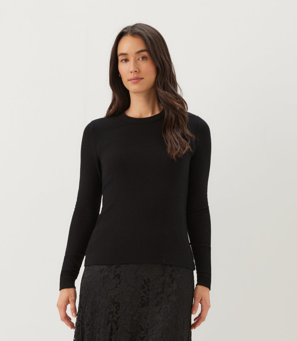 Ribbed Long Sleeve Crewneck Top