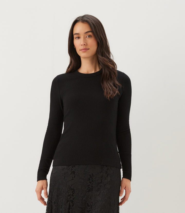 Ribbed Long Sleeve Crewneck Top