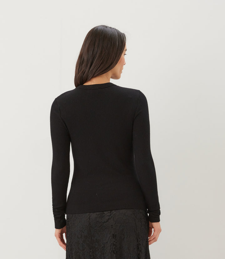 Ribbed Long Sleeve Crewneck Top