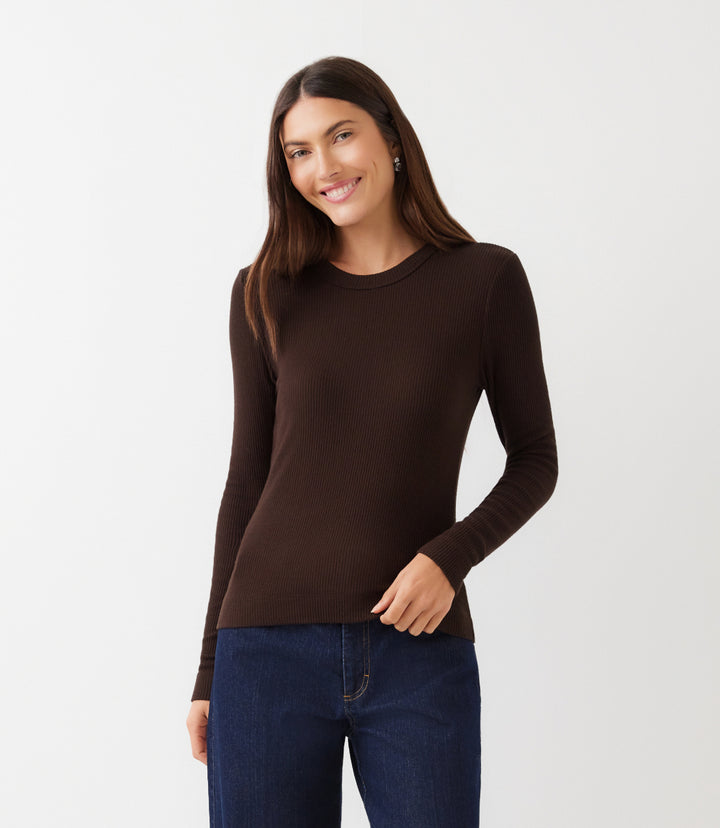 Ribbed Long Sleeve Crewneck Top