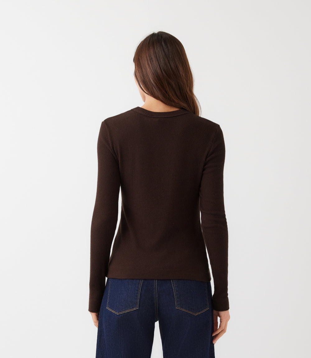 Ribbed Long Sleeve Crewneck Top