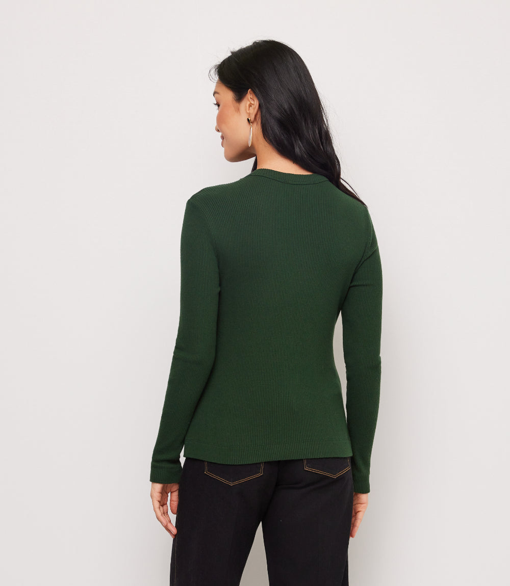 Ribbed Long Sleeve Crewneck Top