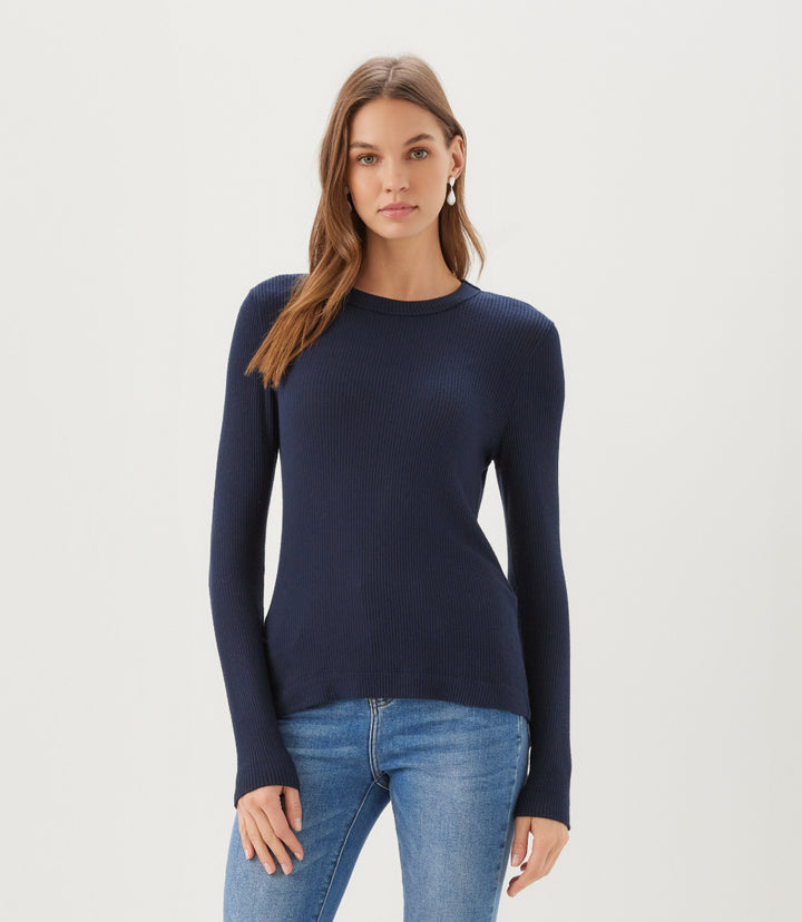 Ribbed Long Sleeve Crewneck Top