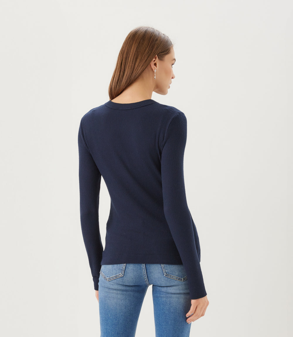 Ribbed Long Sleeve Crewneck Top