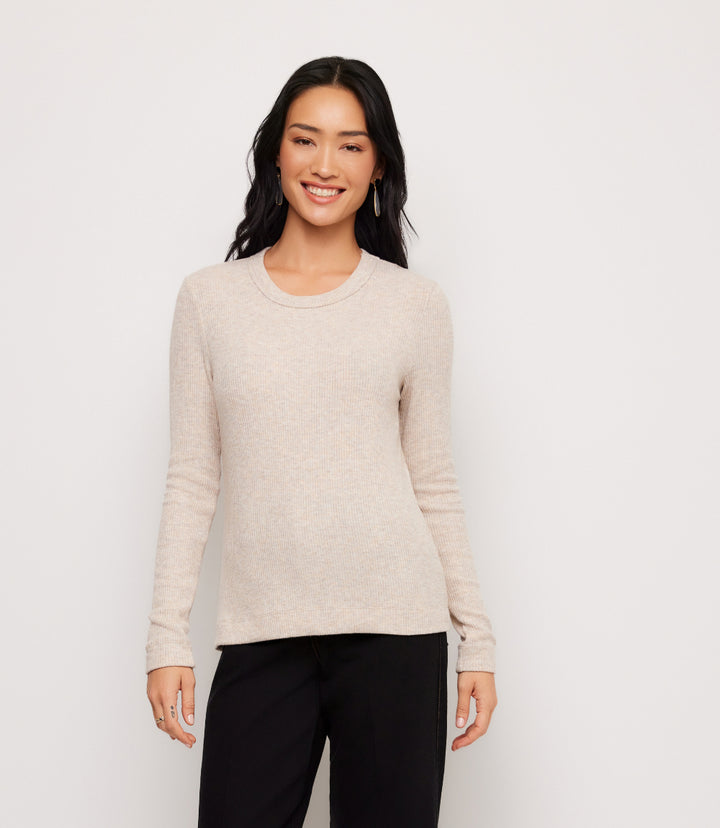 Ribbed Long Sleeve Crewneck Top