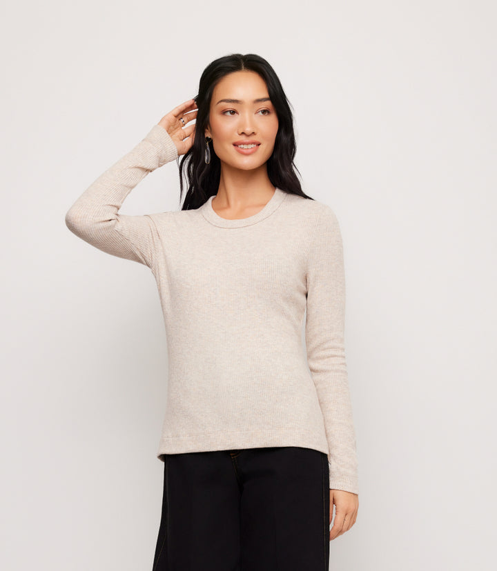 Ribbed Long Sleeve Crewneck Top