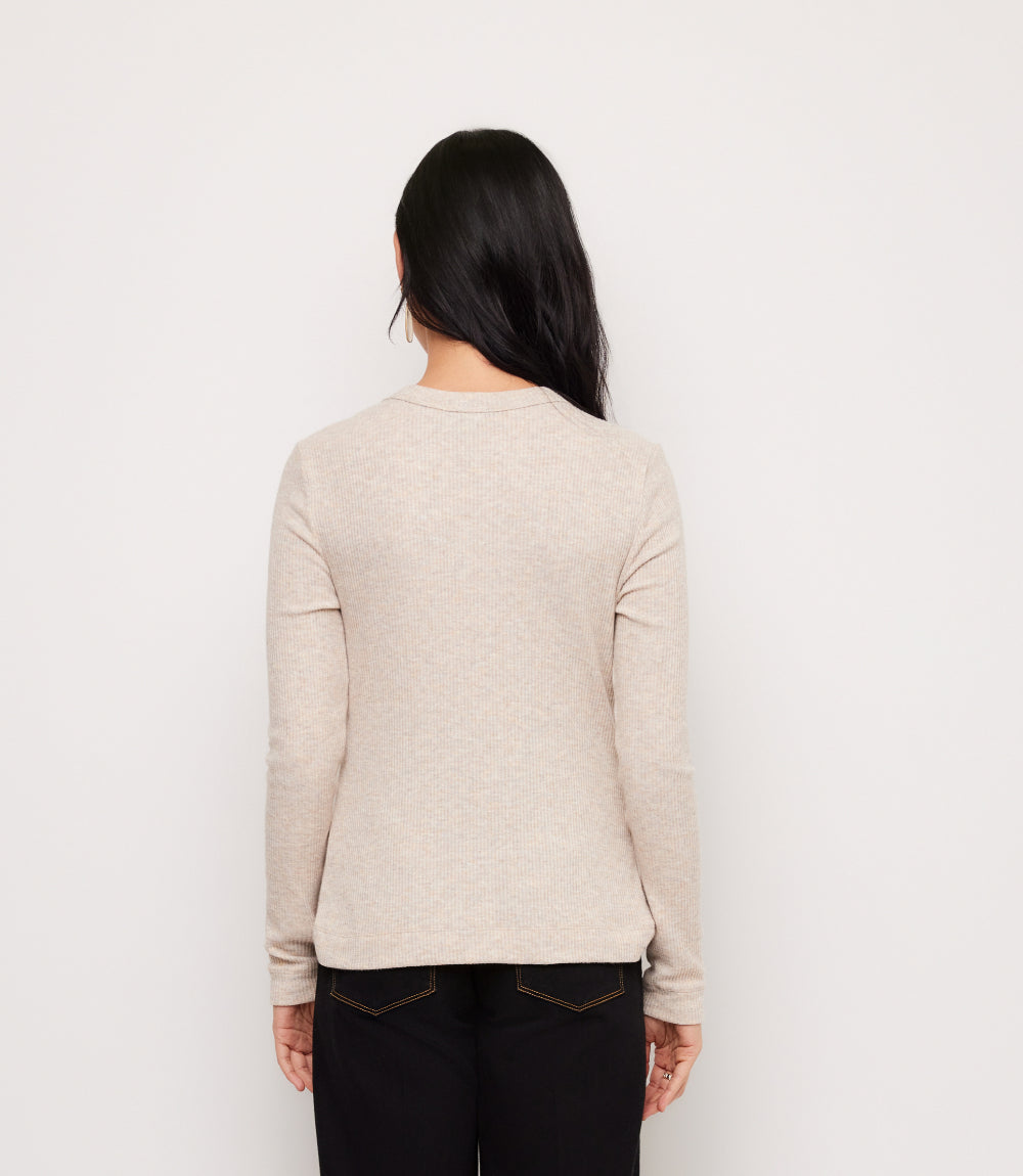 Ribbed Long Sleeve Crewneck Top