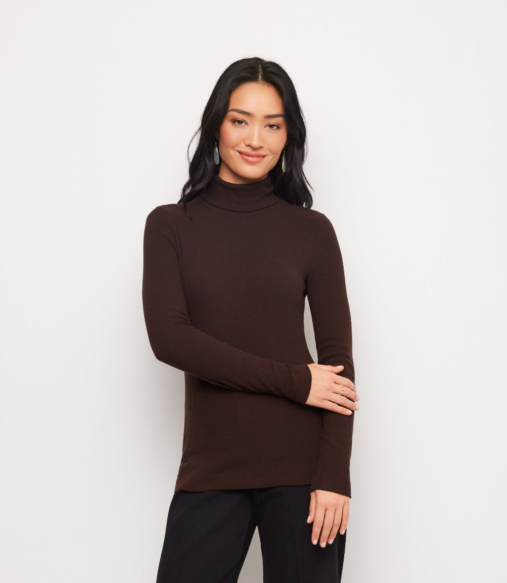 Ribbed Long Sleeve Turtleneck Top