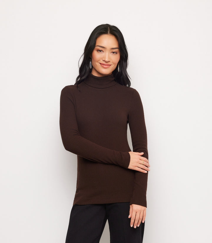 Ribbed Long Sleeve Turtleneck Top