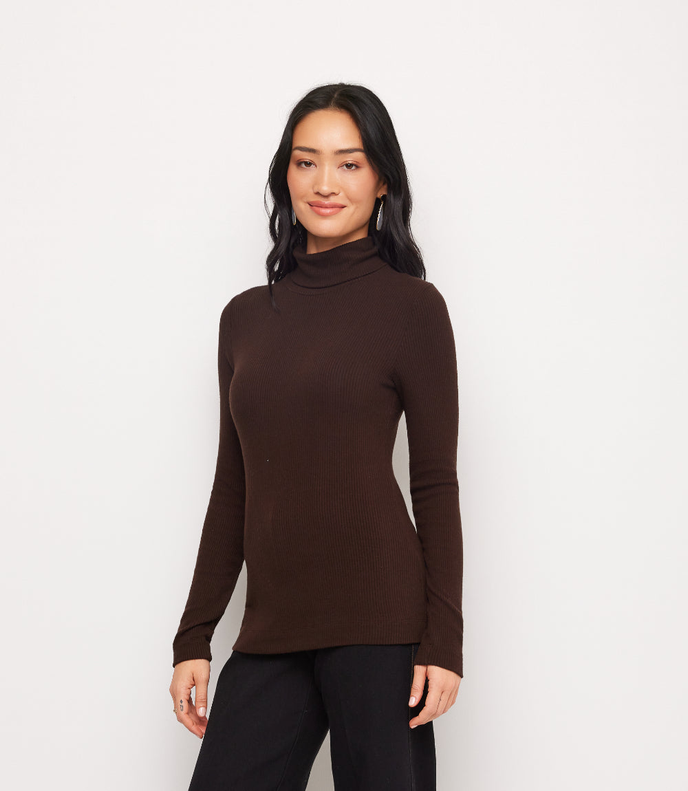 Ribbed Long Sleeve Turtleneck Top