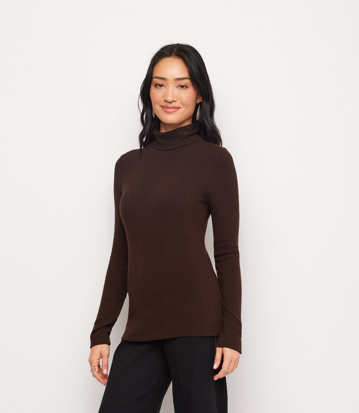 Ribbed Long Sleeve Turtleneck Top