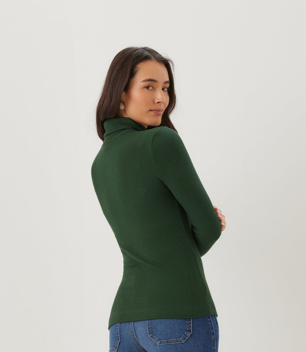 Ribbed Long Sleeve Turtleneck Top