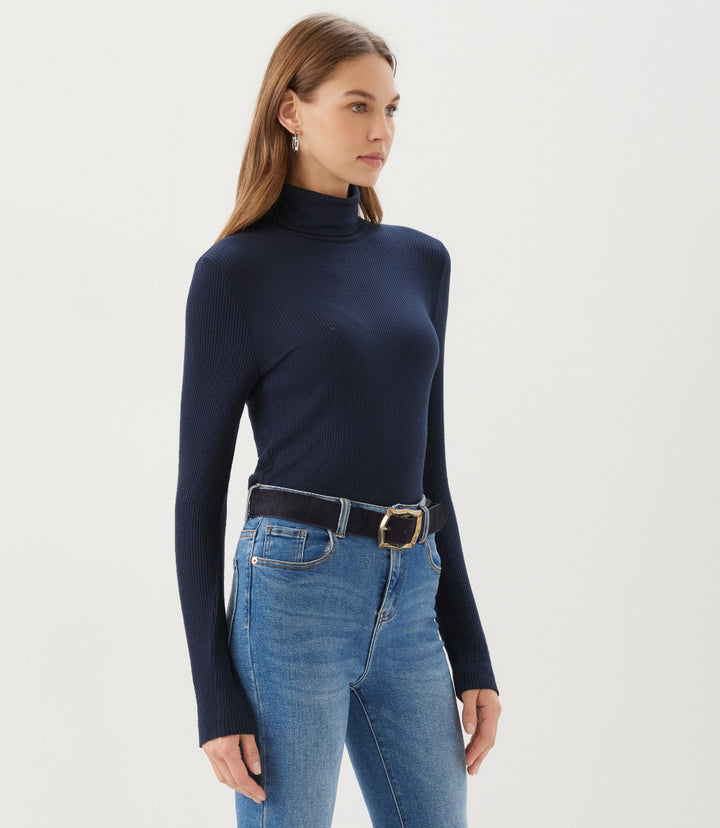 Ribbed Long Sleeve Turtleneck Top