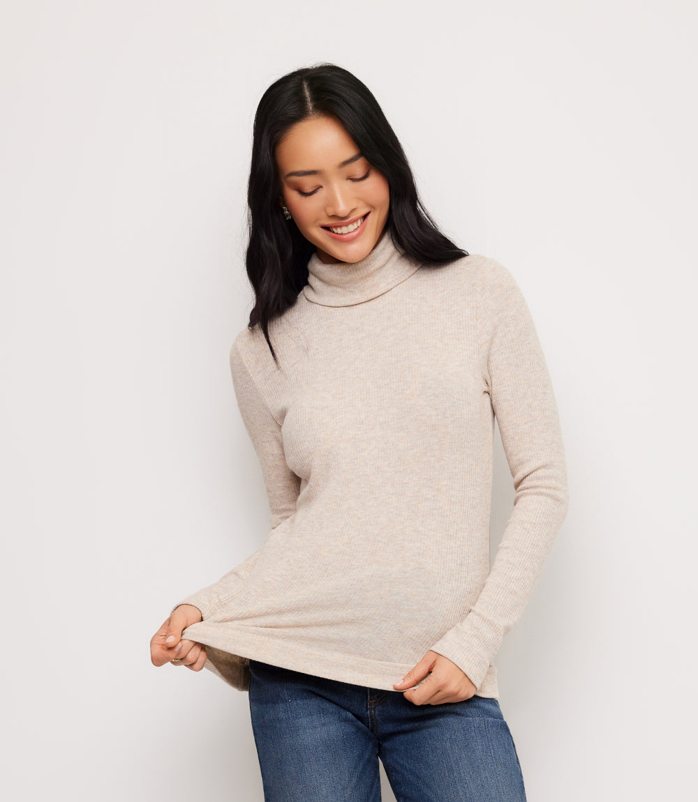 Ribbed Long Sleeve Turtleneck Top