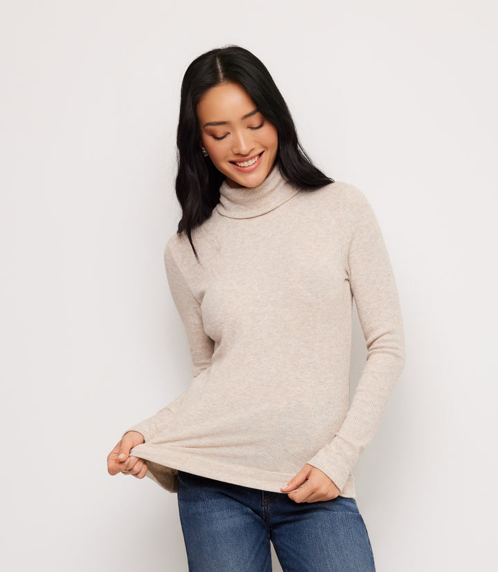Ribbed Long Sleeve Turtleneck Top