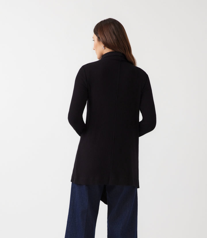 Ribbed Drape Front Cardigan