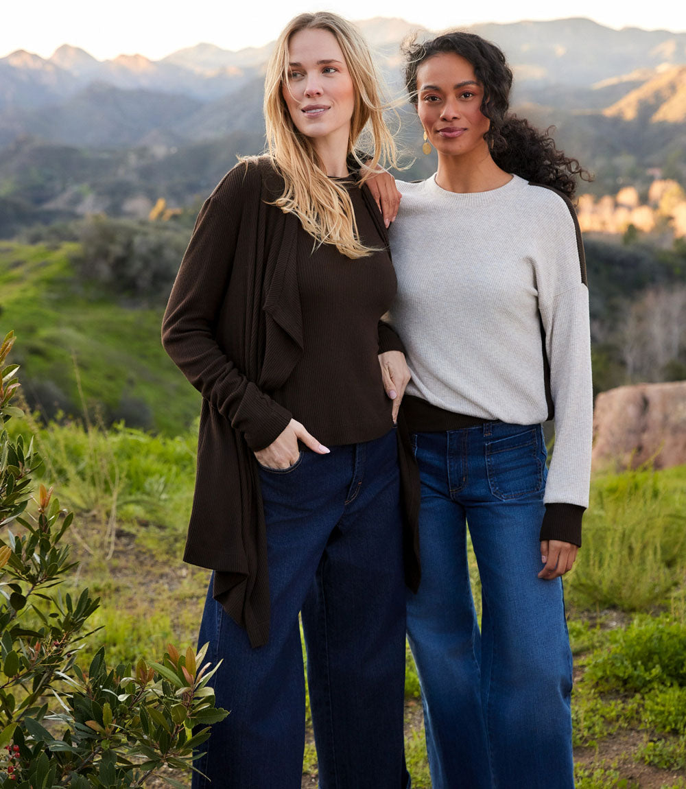 Ribbed Drape Front Cardigan