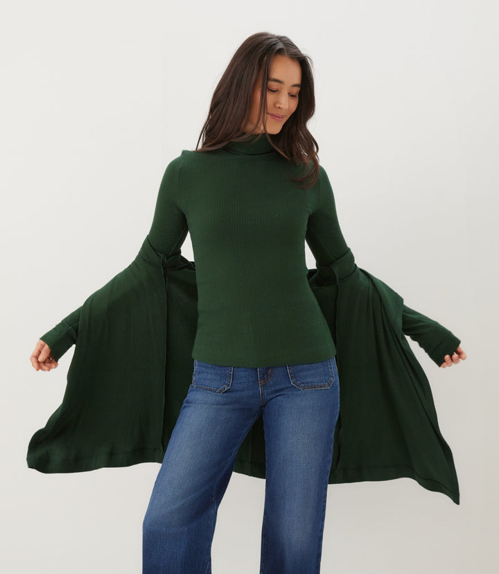 Ribbed Drape Front Cardigan