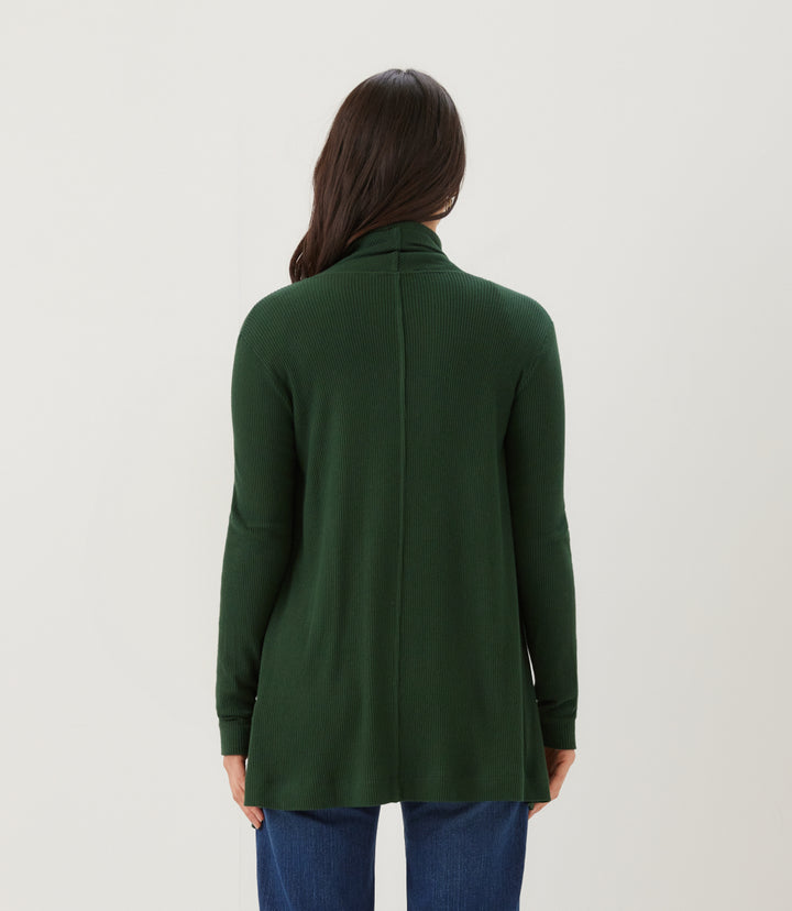 Ribbed Drape Front Cardigan