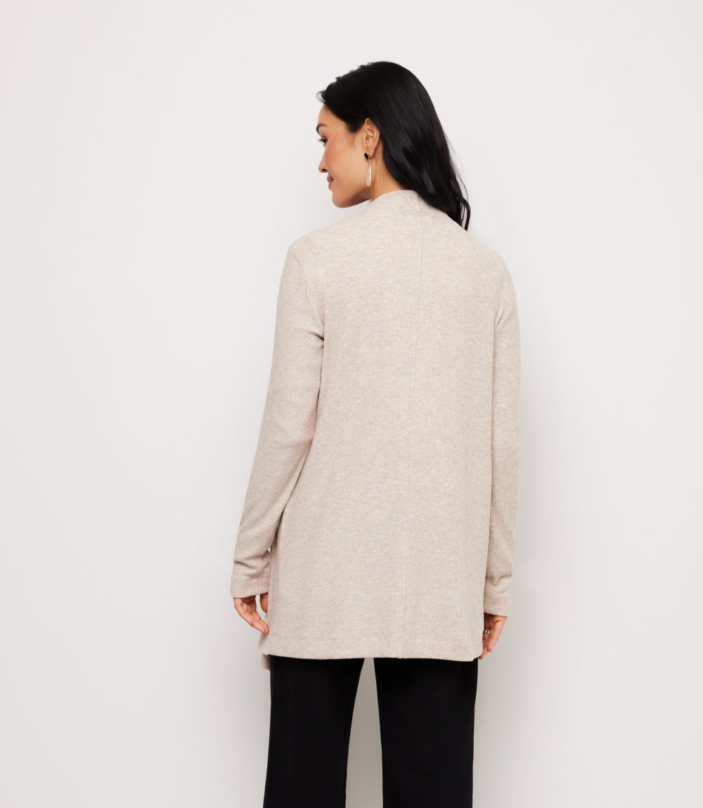 Ribbed Drape Front Cardigan