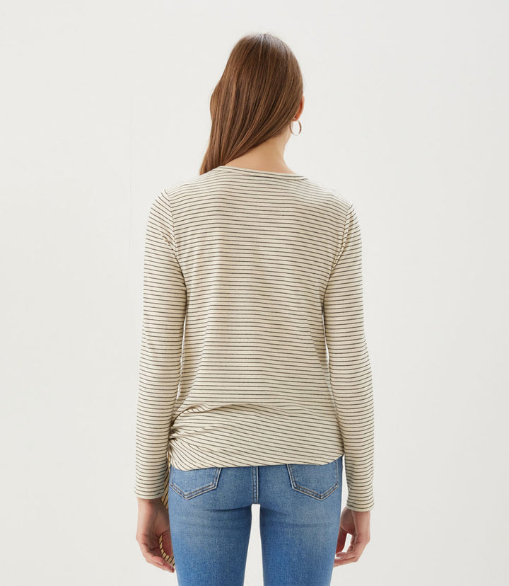 Stripe Long Sleeve Side-Tie Top