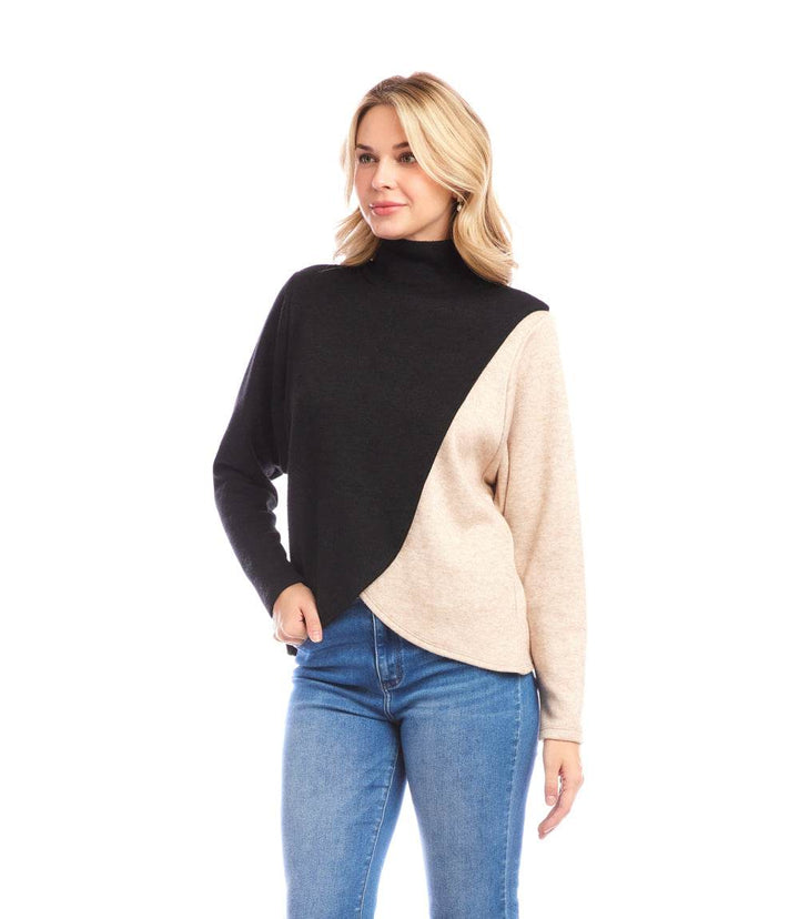 Long Sleeve Crossover Colorblock Top