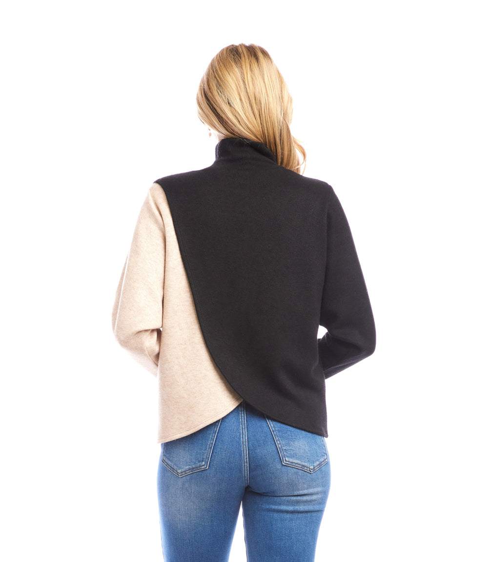 Long Sleeve Crossover Colorblock Top