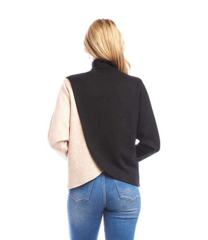 Long Sleeve Crossover Colorblock Top
