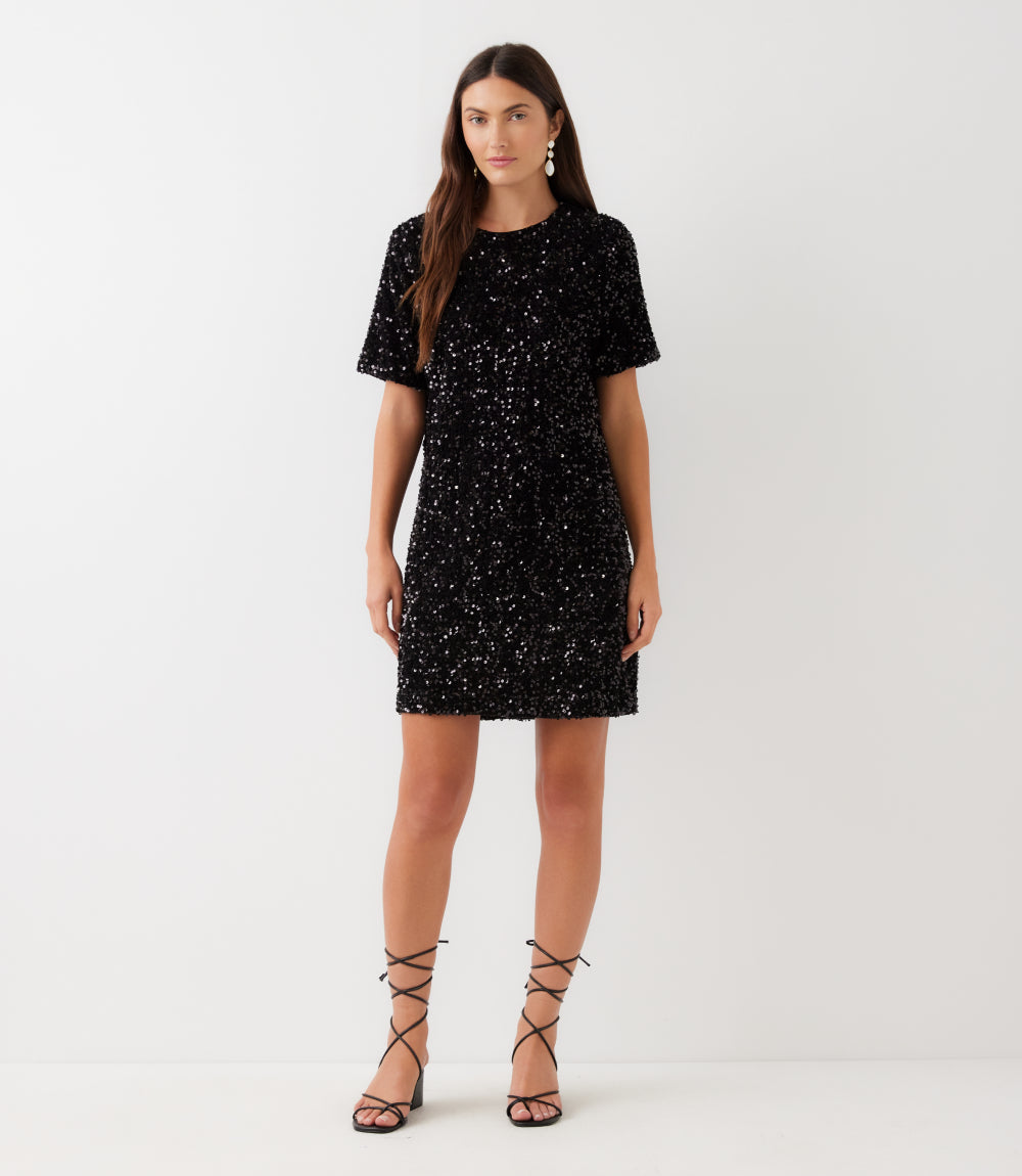 Velvet Sequin Short Sleeve Dress