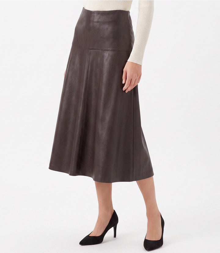 Faux Leather Midi Skirt