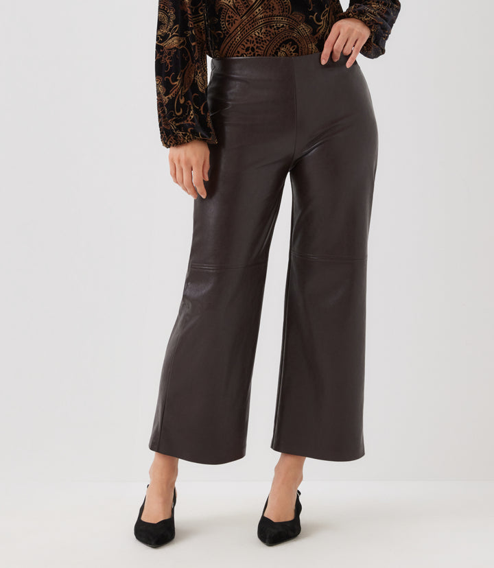 Faux Leather Pull-On Ankle Pants