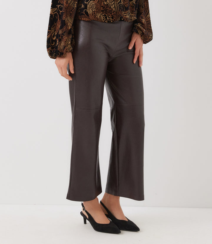 Faux Leather Pull-On Ankle Pants