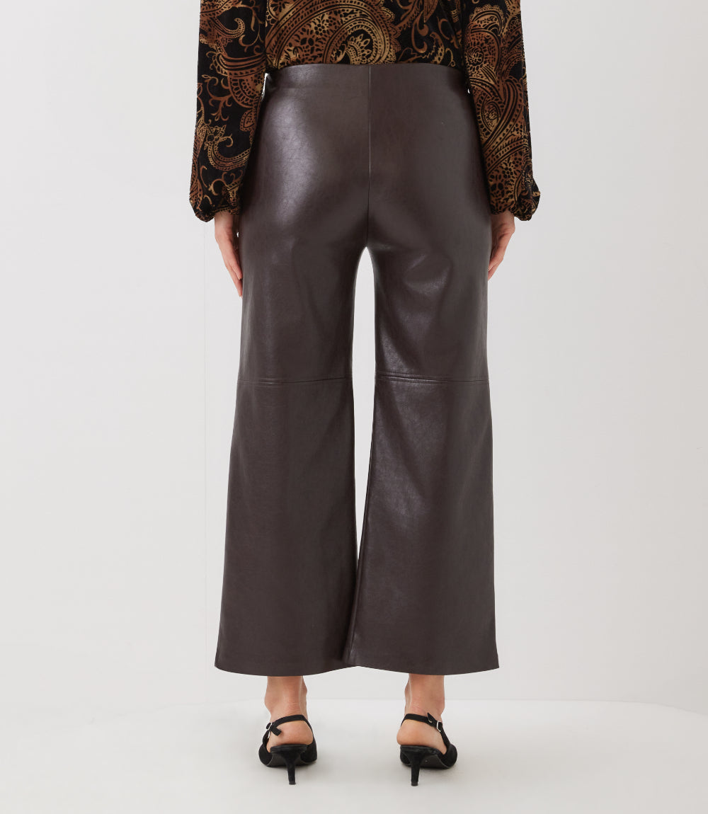 Faux Leather Pull-On Ankle Pants