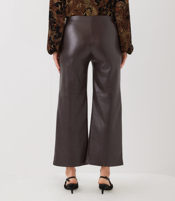 Faux Leather Pull-On Ankle Pants