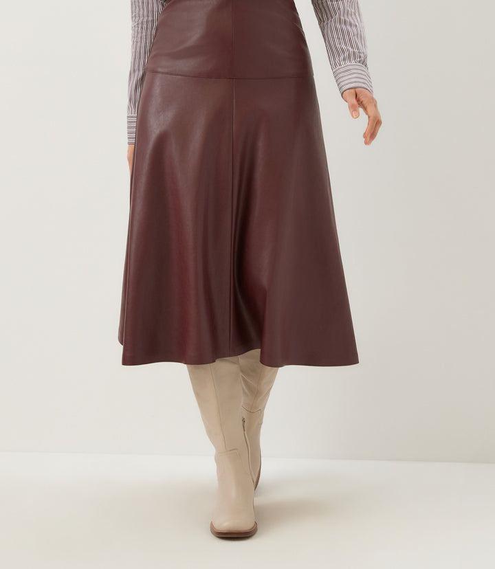 Faux Leather Midi Skirt