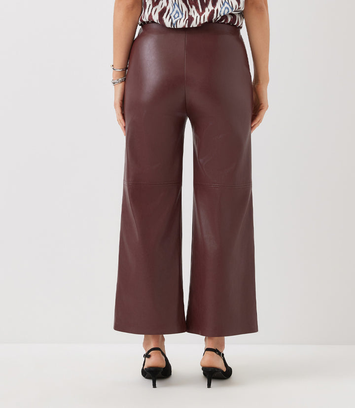 Faux Leather Pull On Ankle Pants
