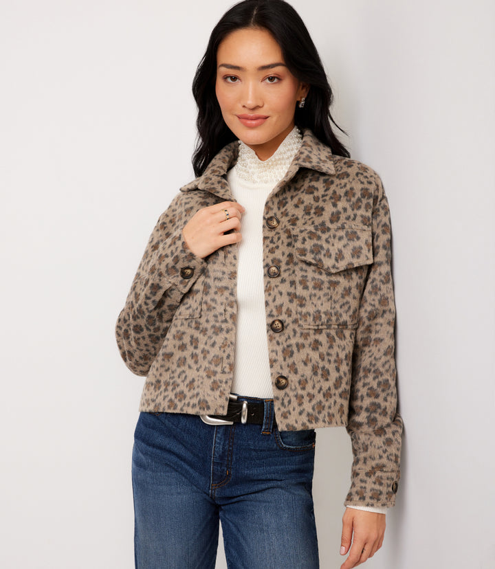 Brushed Faux Fur Shirt Jacket