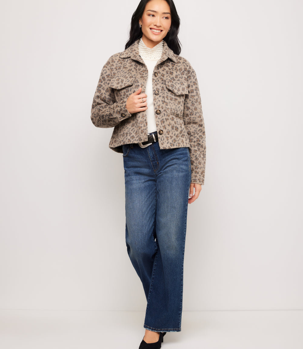 Brushed Faux Fur Shirt Jacket