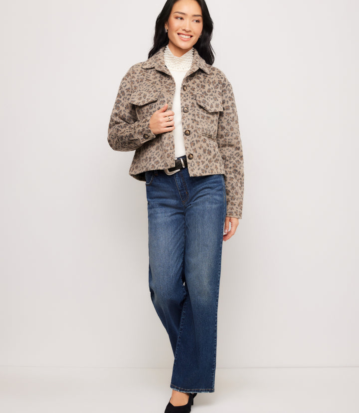 Brushed Faux Fur Shirt Jacket