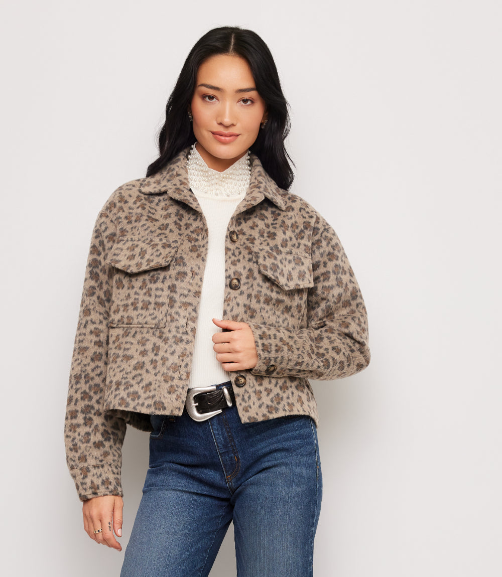 Brushed Faux Fur Shirt Jacket