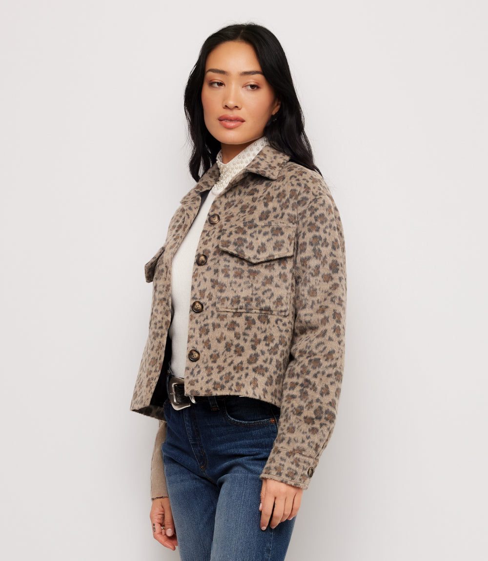 Brushed Faux Fur Shirt Jacket