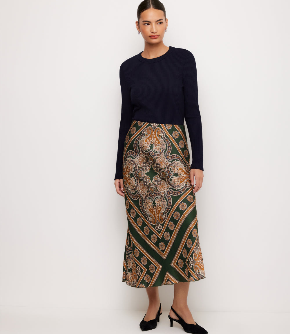 Bias Cut Midi Skirt