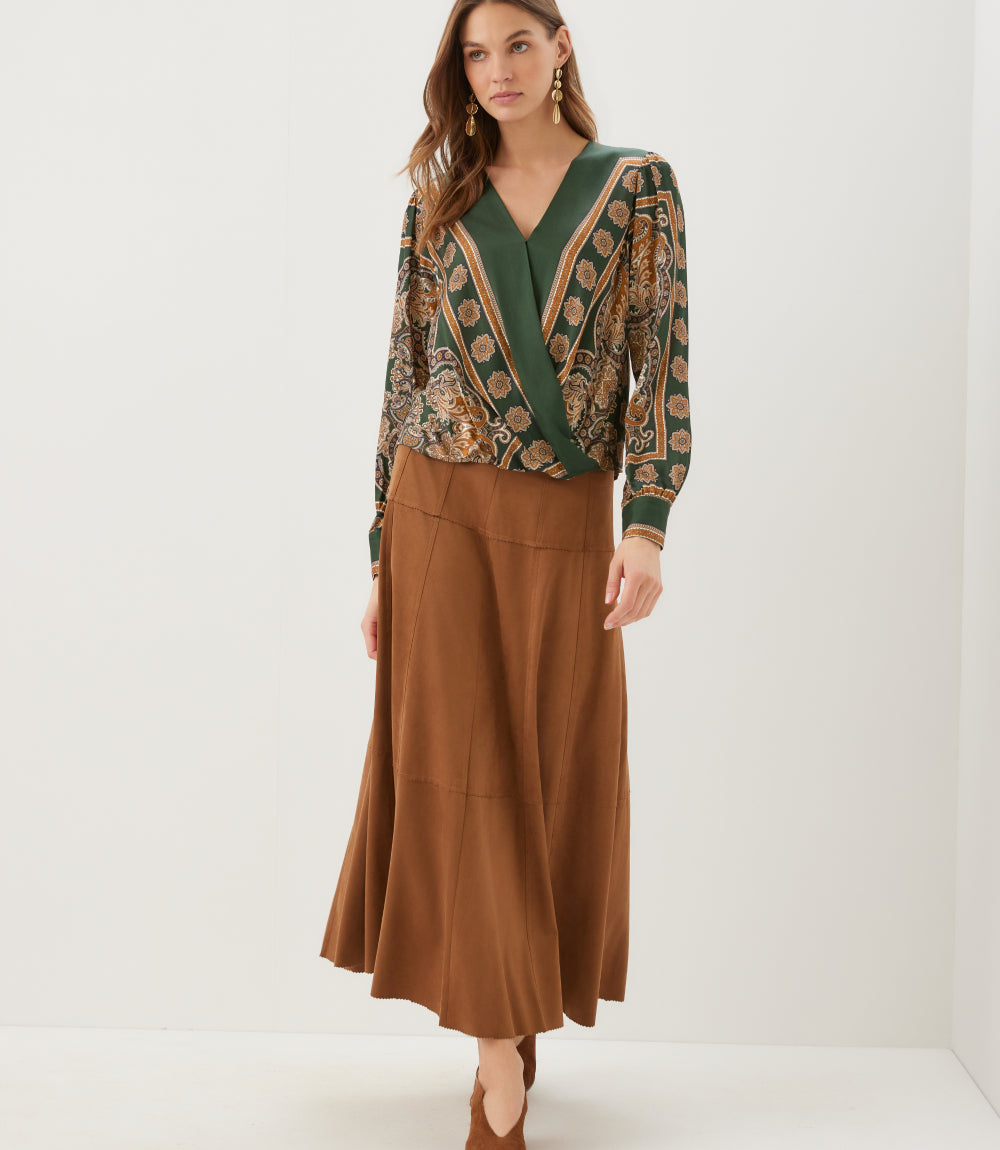 Long Sleeve Drape Front Top