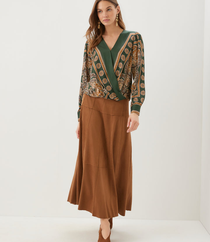Long Sleeve Drape Front Top