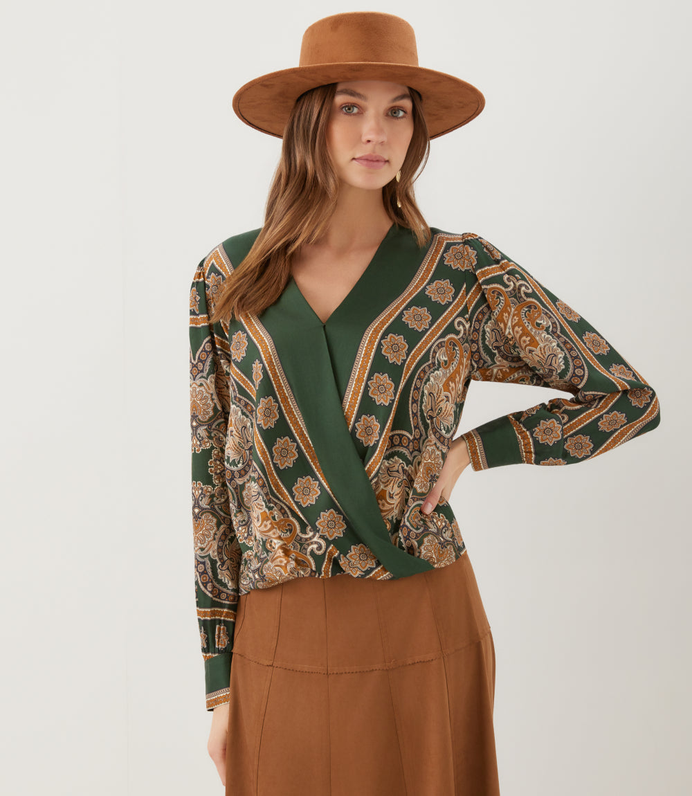 Long Sleeve Drape Front Top